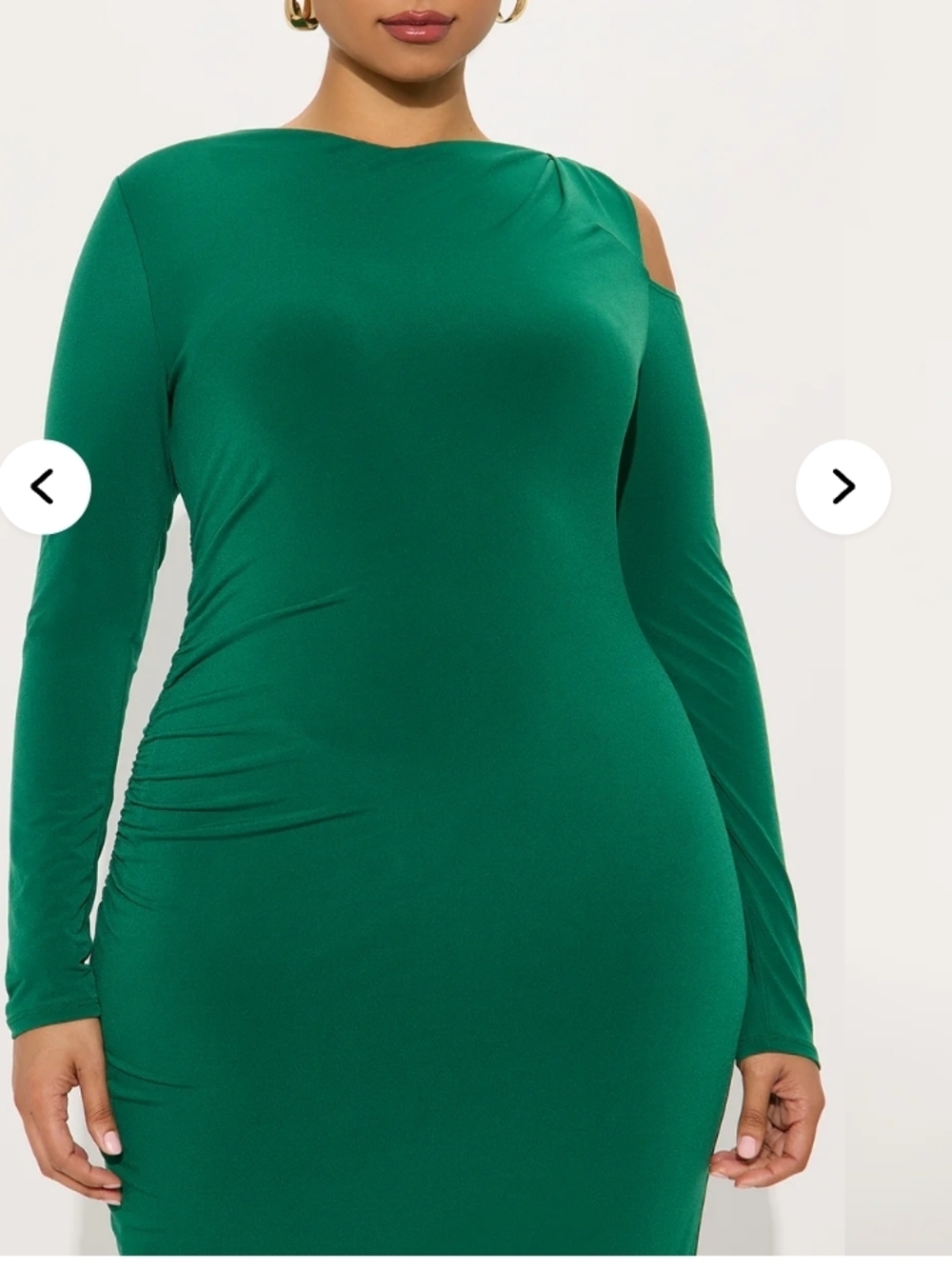 SHEIN Kelly Green Long Sleeve Cold-Shoulder Bodycon Midi Dress